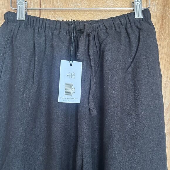 WeWoreWhat Black Linen Blend Drawstring Waist Wide Leg Trousers Size Small NEW - Picture 2 of 7